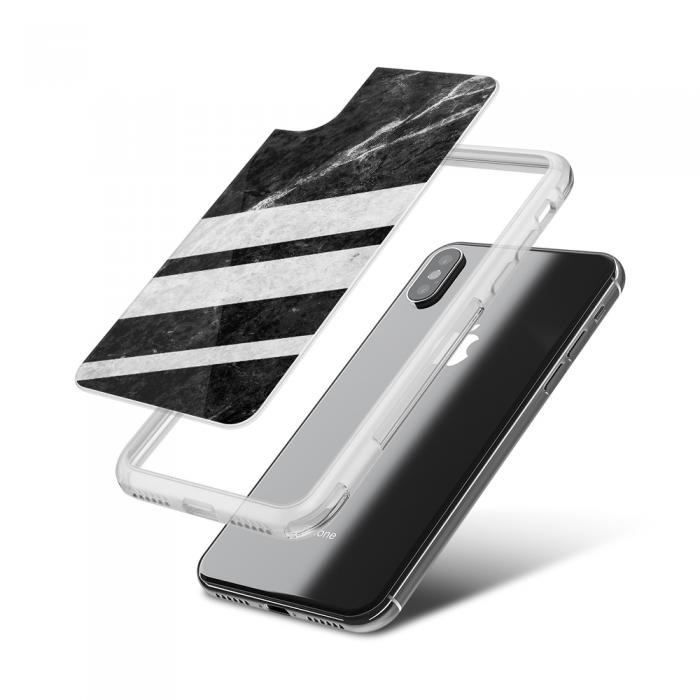 UTGATT5 - Fashion mobilskal till Apple iPhone X - Black Striped Marble