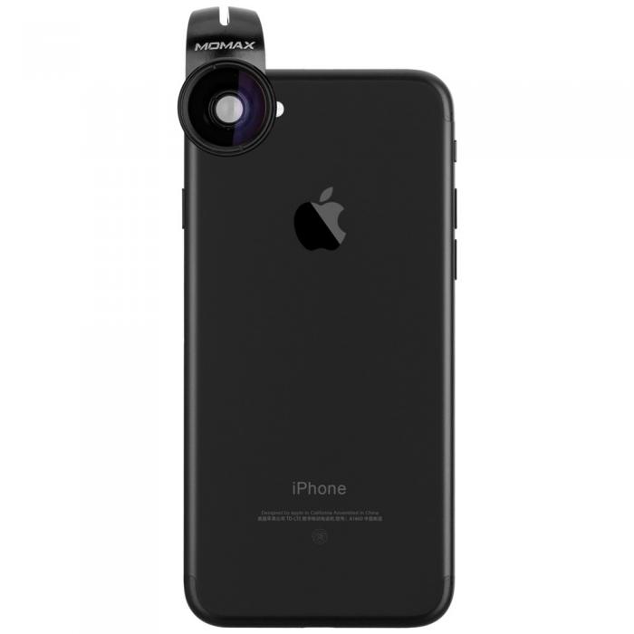 UTGATT5 - MOMAX X-Lens Clip-on 120 Wide Angle + 15X Macro Lens till iPhone 8/7 - Svart