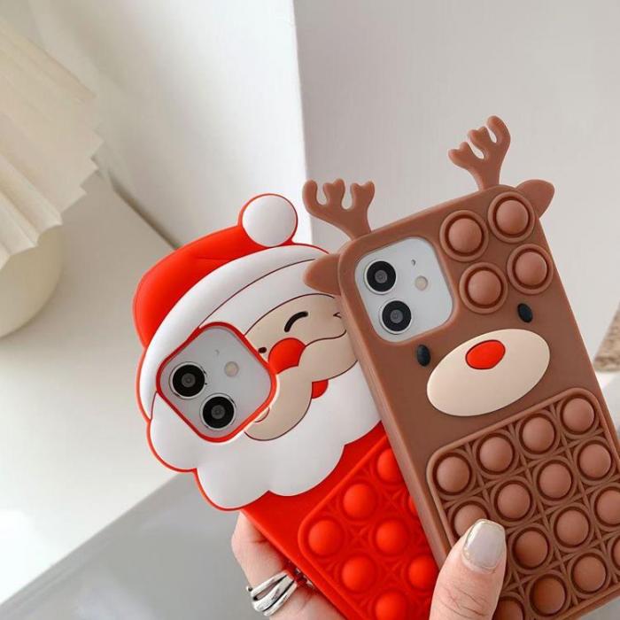 A-One Brand - Reindeer Pop It Silicone Skal iPhone X / XS - Brun