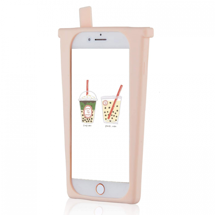 A-One Brand - iPhone 7/8/SE(2020/2022) Mobilskal Boba Milk Tea Glitter - Rosa