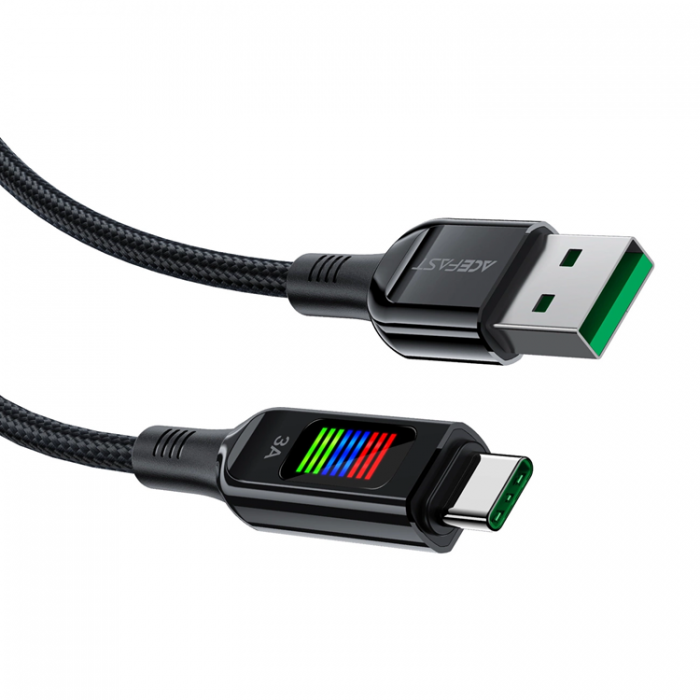 Acefast - Acefast USB-A till USB-C Kabel 60W 1.2m med Display - Svart