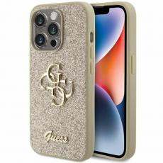 Guess - Guess iPhone 15 Pro Mobilskal Glitter Script Big 4G - Guld