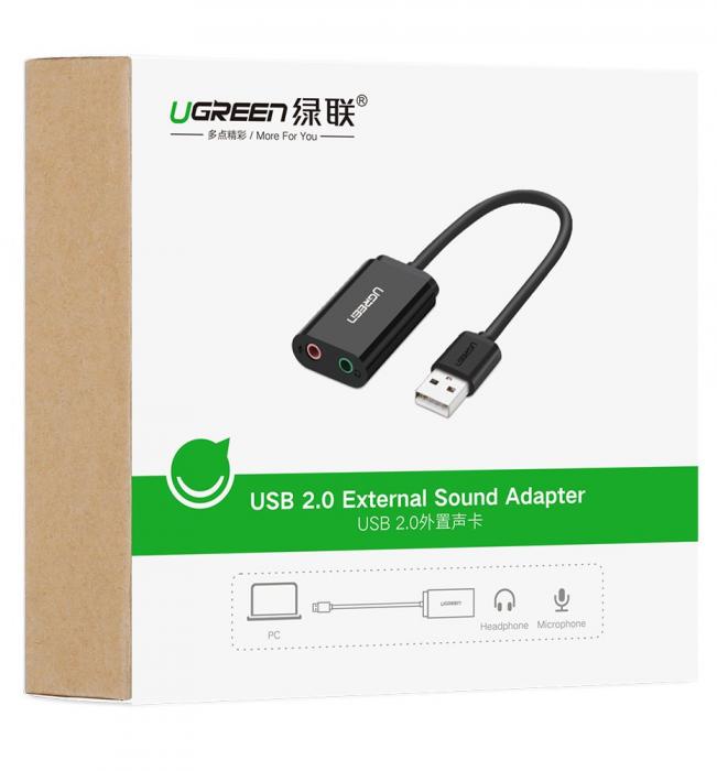 UTGATT4 - UGreen USB 2.0 3,5 mm mini jack External Sound Adapter Vit