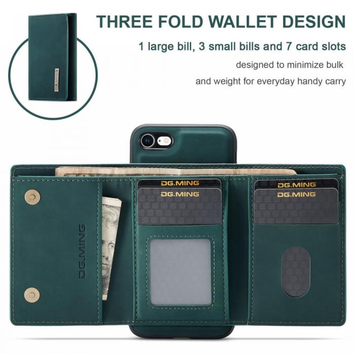 DG.MING - iPhone 7/8/SE 2020 Skal DG.MING M1 Magnetic Tri-fold Wallet Med Kickstand
