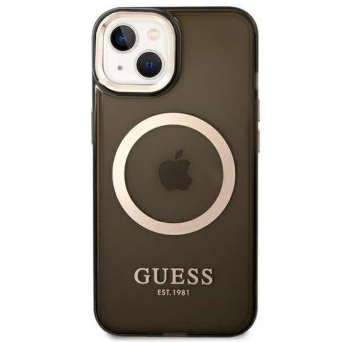 Guess - GUESS iPhone 14 Skal Magsafe Gold Outline Translucent - Svart