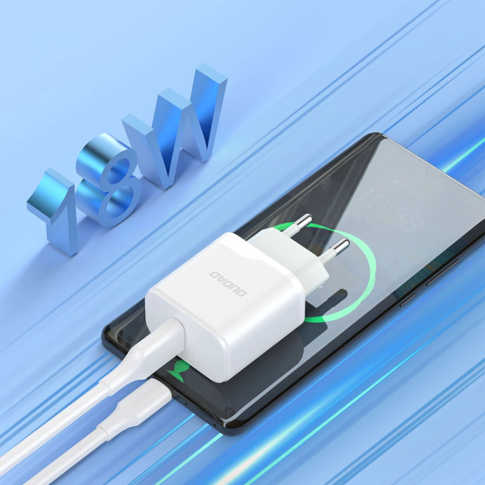 Dudao - Dudao Vggladdare 18W Med USB-C Kabel - Vit