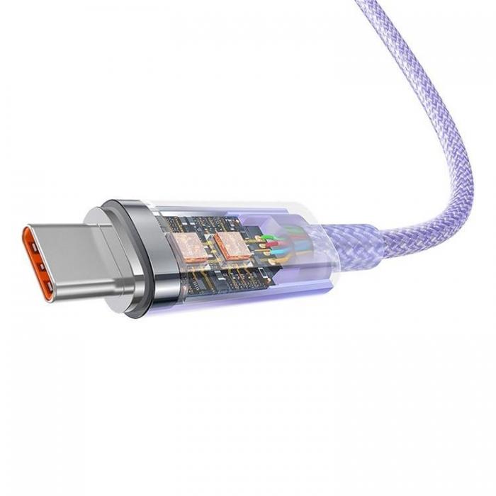 BASEUS - Baseus USB-A Till USB-C Kabel 2m 100W - Lila