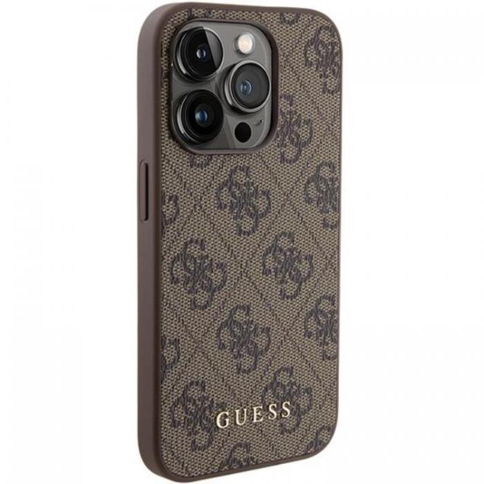 Guess - Guess iPhone 15 Pro Mobilskal 4G Metal Gold Logo - Brun