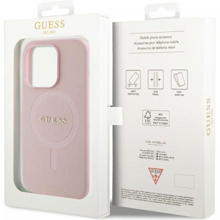 Guess - Guess iPhone 13 Pro/13 Mobilskal Magsafe Saffiano - Rosa