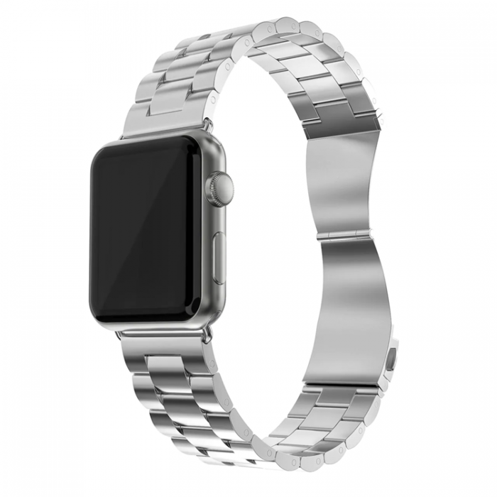 A-One Brand - Apple Watch 2/3/4/5/6/7/SE (38/40/41mm) Armband Metall - Silver