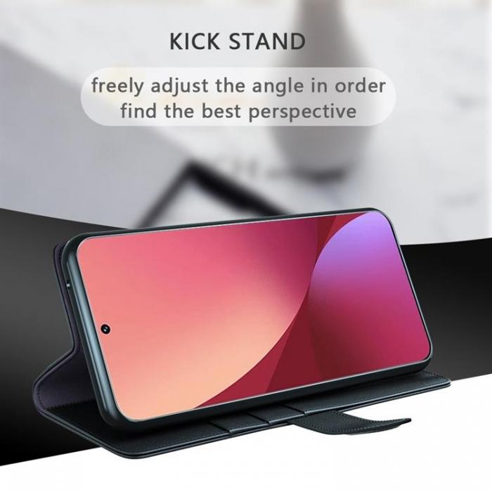 A-One Brand - Folio Flip kta Lder Plnboksfodral Xiaomi 12 Pro - Svart