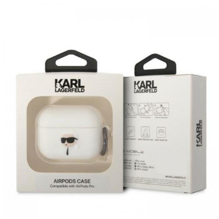 KARL LAGERFELD - KARL LAGERFELD AirPods Pro 2 Skal Silicone Karl Head 3D - Vit