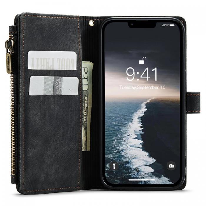 Caseme - CASEME iPhone 15 Plnboksfodral C30 Zipper - Svart