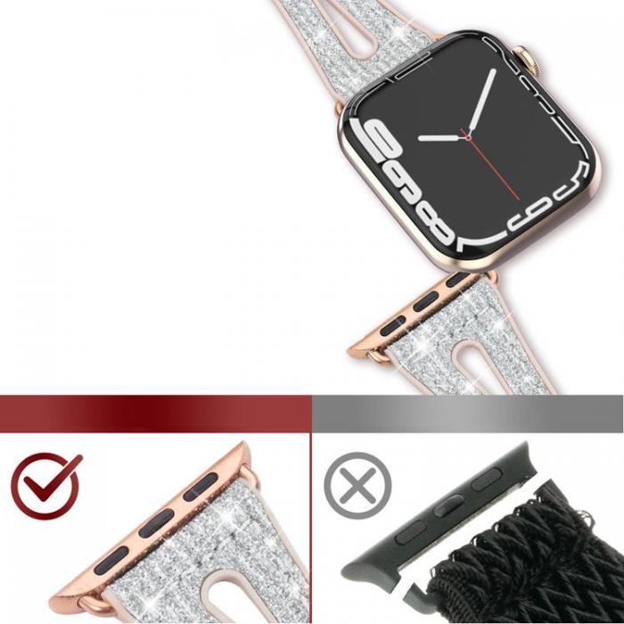 Kingxbar - Kingxbar Apple Watch 2/3/4/5/6/7/8/SE (38/40/41mm) Armband - Silver