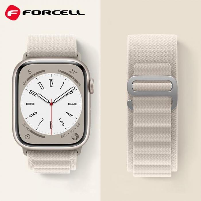 Forcell - Forcell Apple Watch (42/44/45/49mm) Armband F-Design - Ljusgr