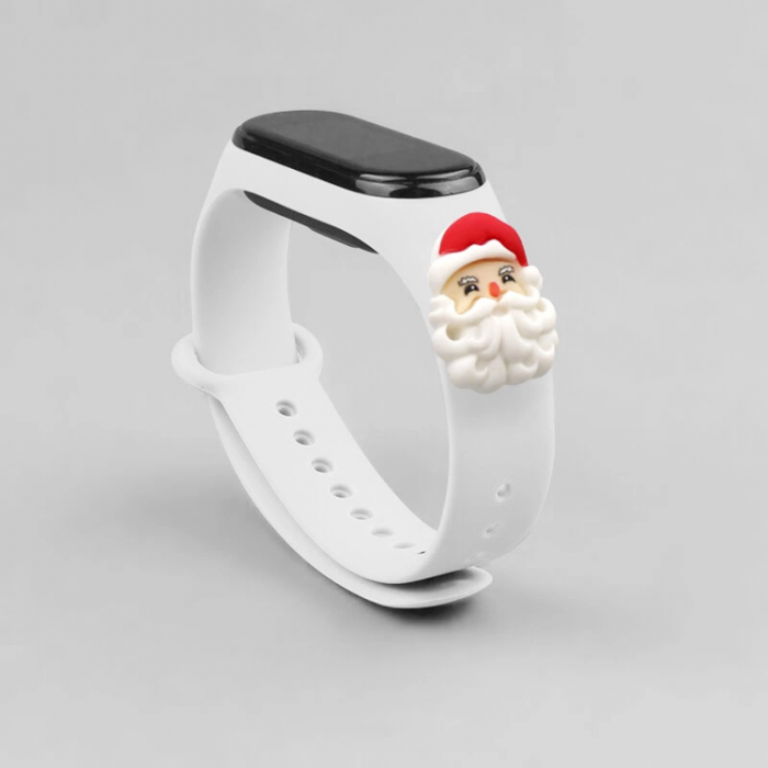 A-One Brand - Xiaomi Mi Band 3/4 Silikon Strap Xmas Santa Claus - Vit