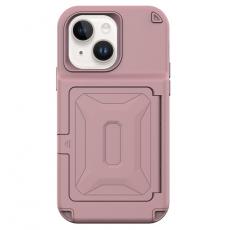 A-One Brand - iPhone 14 Skal Korthållare Mirror Kickstand - Rosa