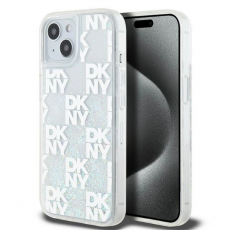 DKNY - DKNY iPhone 14 Mobilskal Liquid Glitter Multi Logo - Vit