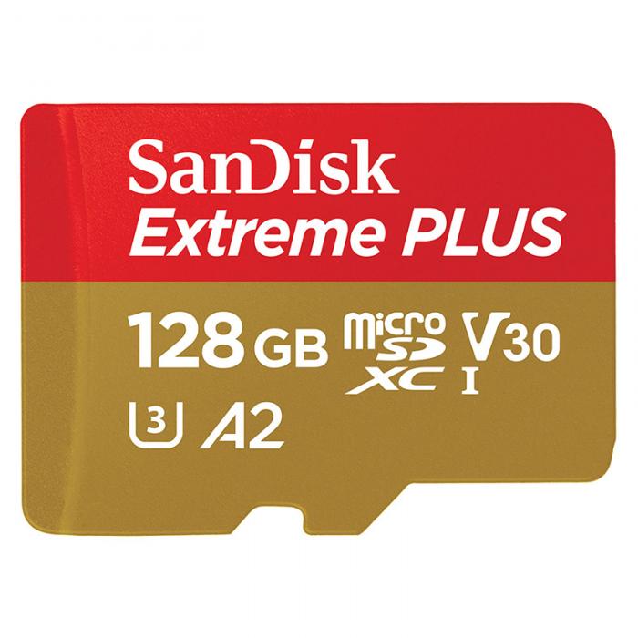 UTGATT5 - SANDISK EXTREME+ MICROSDXC 128GB W/ SD ADAPTER 170MB/S