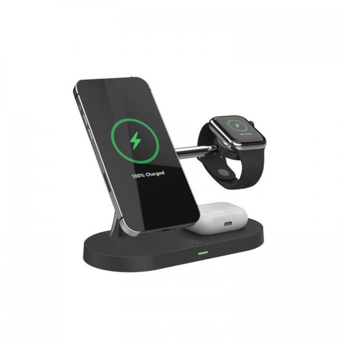 UTGATT - Tech-Protect 3-i-1 Trdls Laddare iPhone, Apple Watch, Airpods A14 - Svart