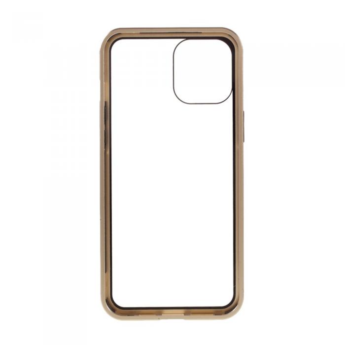A-One Brand - Magnetisk Metal skal med Hrdat Glas till iPhone 12 & 12 Pro - Guld