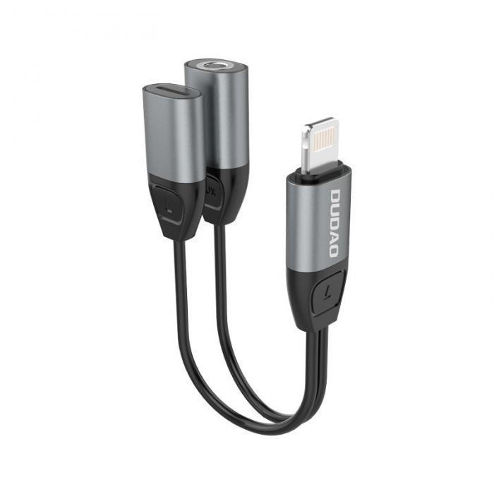 UTGATT1 - Dudao Adapter lightning - lightning + 3,5 mm mini jack Gr