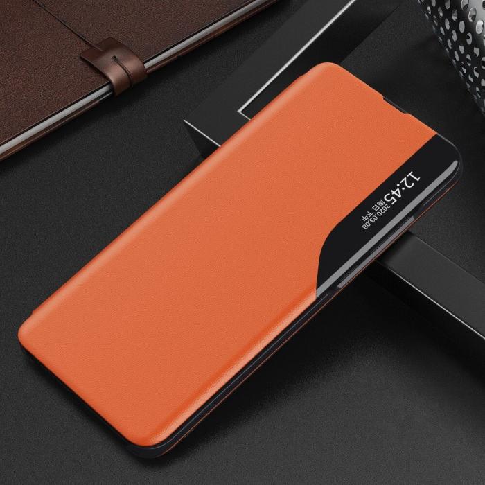 UTGATT1 - Eco Leather View Case Huawei P40 Lite E Fodral orange