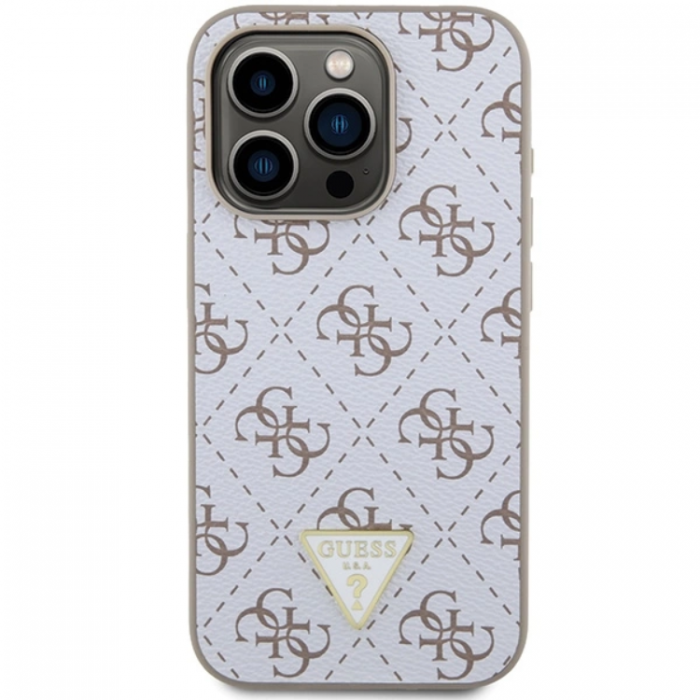 Guess - Guess iPhone 15 Pro Max Mobilskal 4G Triangle Metal Logo - Vit