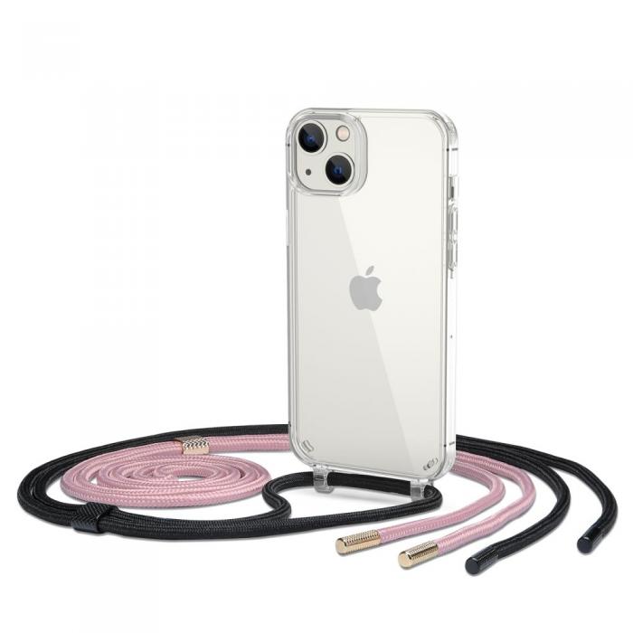 UTGATT - iPhone 14 Plus Skal med Halsband Flexair Chain - Svart och Rosa