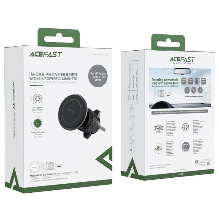 Acefast - Acefast Magnetisk Biltelefon Hllare Ventilations Grill - Svart