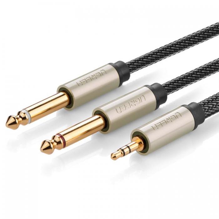 Ugreen - Ugreen Audio Kabel Mini Jack 3.5 mm Till 2 x jack 6.35 mm 1m - Gr