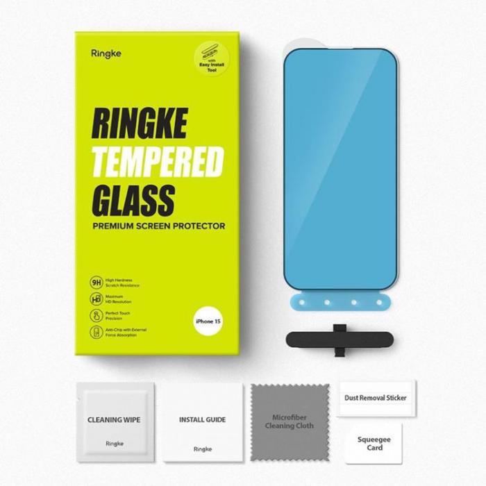 Ringke - Ringke iPhone 15 Pro Max Hrdat Glas Skrmskydd - Svart