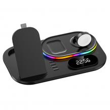 A-One Brand - 4in1 15W Trådlös laddare iPhone/Apple Watch/AirPods/Digital klocka