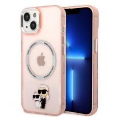 KARL LAGERFELD - Karl Lagerfeld iPhone 14 Plus Skal Magsafe Iconic Karl & Choupette - Rosa