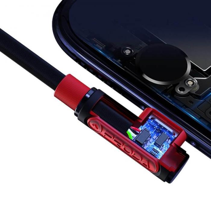 UTGATT1 - Proda Sparta USB 2x lightning/USB-C elbow Kabel 5A 1m Svart