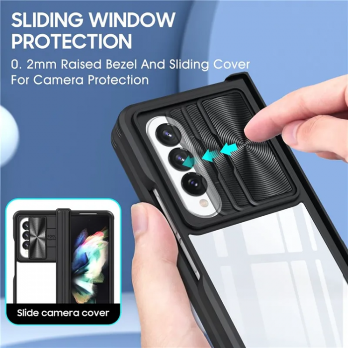 A-One Brand - Galaxy Z Fold 4 Mobilskal 360 Kamera Slider - Svart