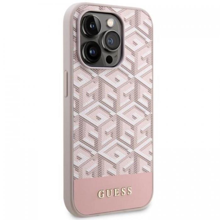 Guess - Guess iPhone 14 Pro Max Mobilskal MagSafe GCube Stripes - Rosa