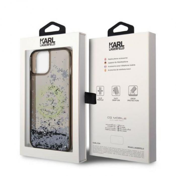 KARL LAGERFELD - Karl Lagerfeld iPhone 14 Skal Liquid Glitter RSG - Svart