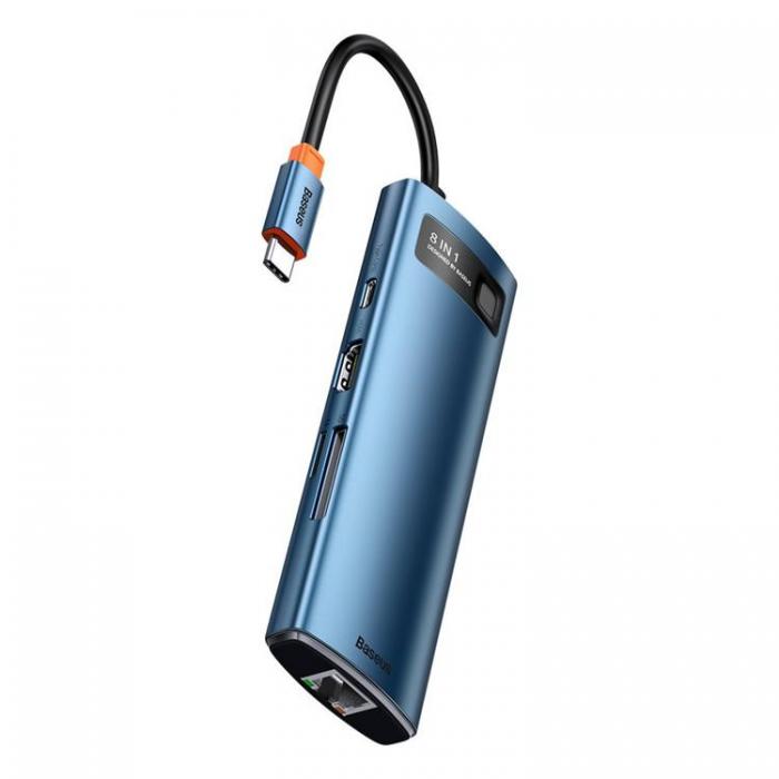 UTGATT5 - Baseus Metal Gleam 8in1 Multifunktionell USB-C HUB - Bl