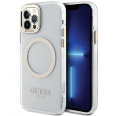 Guess - Guess iPhone 12 Pro/12 Mobilskal Magsafe Metall Outline - Guld