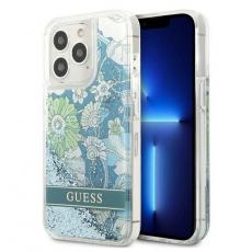 Guess - Guess iPhone 13 Pro Max Skal Flower Liquid Glitter - Grön