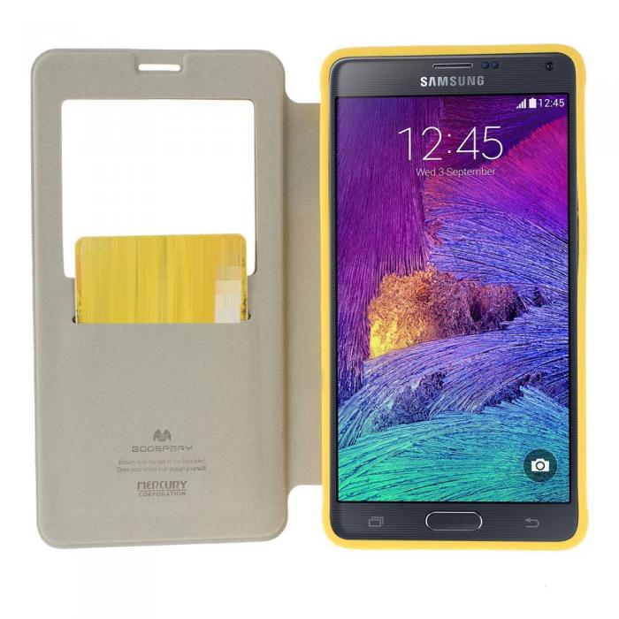 UTGATT5 - Mercury Wow Bumper Plnboksfodral till Samsung Galaxy Note 4 - Gul