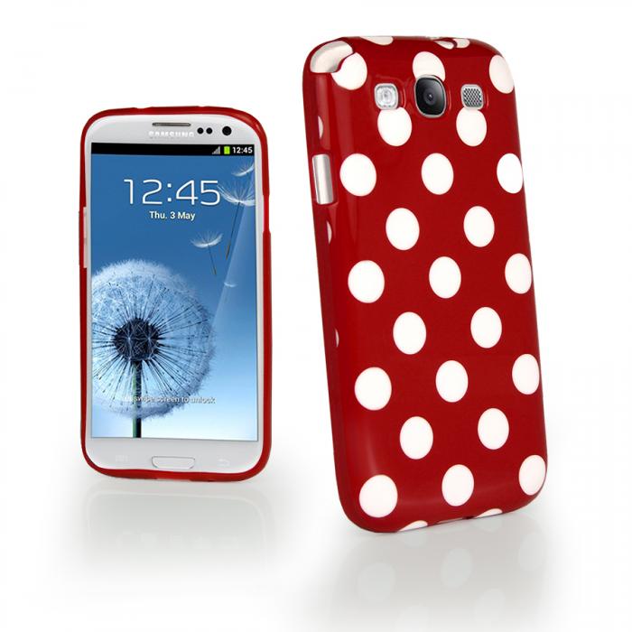 A-One Brand - Polka dot FlexiCase Skal till Samsung Galaxy S3 i9300 (Rd)