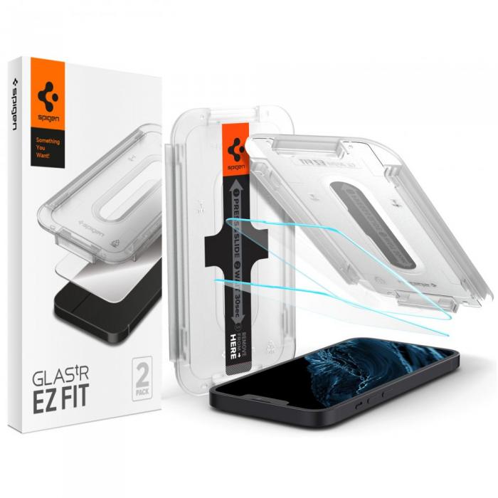 Spigen - Spigen EZ Fit iPhone 14/13 Pro/13 Skrmskydd Hrdat Glas (2 Pack)