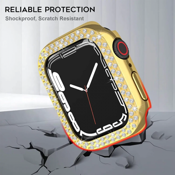 A-One Brand - Apple Watch 7/8 (45mm) Skal Rhinestone - Guld