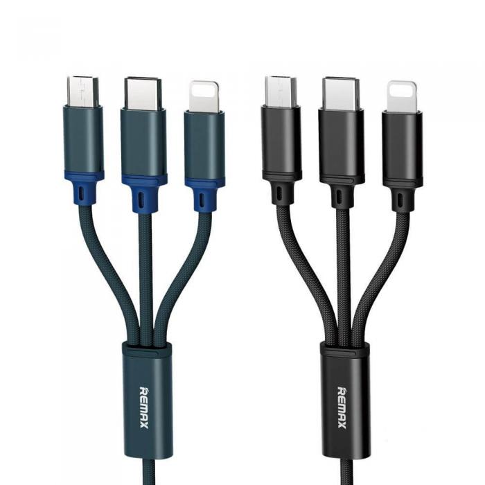 Remax - Remax Gition 3in1 USB microUSB/lightning/USB-C 1,15M Svart