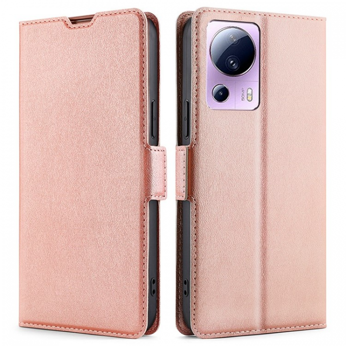 A-One Brand - Xiaomi 13 Lite Plnboksfodral Dual Magnetic Clasp - Rosa Guld