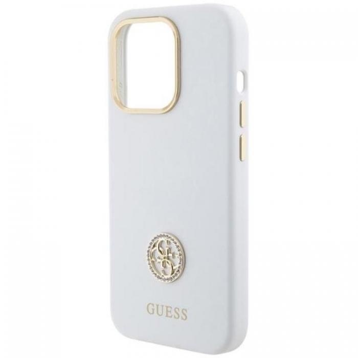Guess - Guess iPhone 15 Mobilskal Silikon Logo Strass 4G - Vit