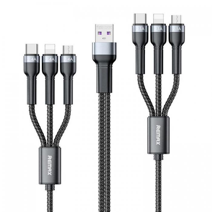 Remax - Remax 6in1 Micro USB-C Lightning Kabel 2m - Svart