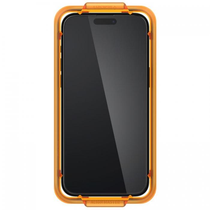 Spigen - [2-Pack] Spigen iPhone 15 Plus Hrdat Glas Skrmskydd - Svart
